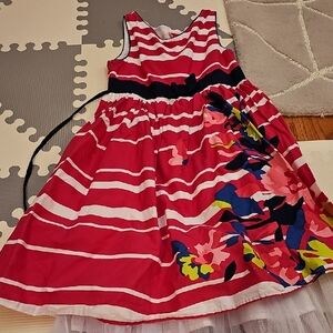 Emily West Pink Striped Floral Kids Dress
